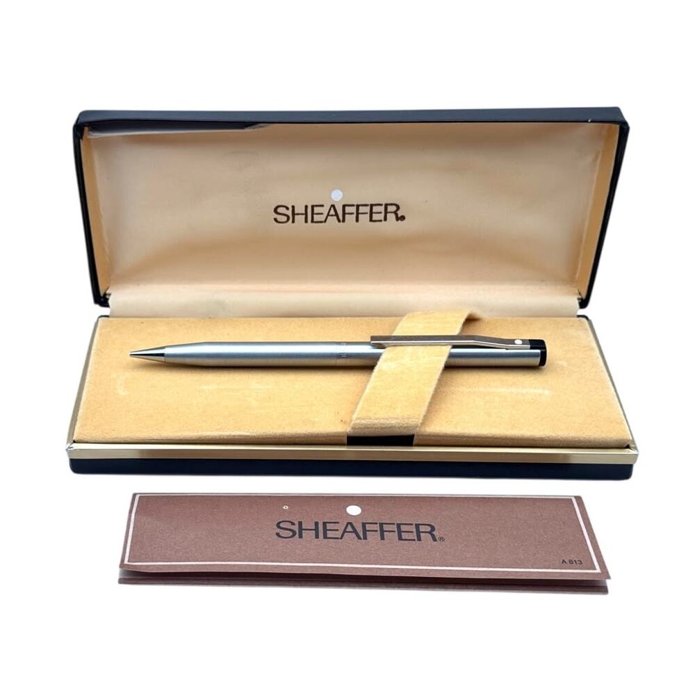 Sheaffer White Dot Chrome Mechanical Pencil Original Case Silver Black Vintage